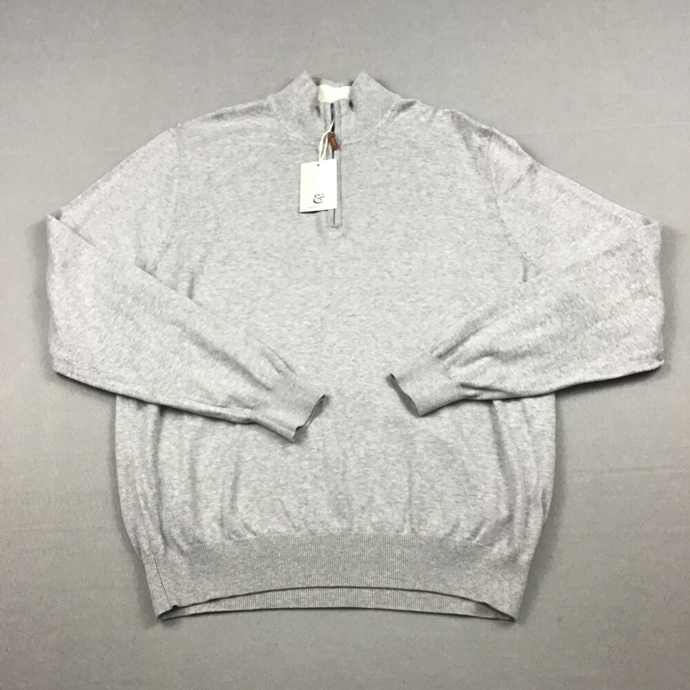 Collars & Co Sweater Men Extra Large Gray Solid 1/4 Zip Knit Pullover XL